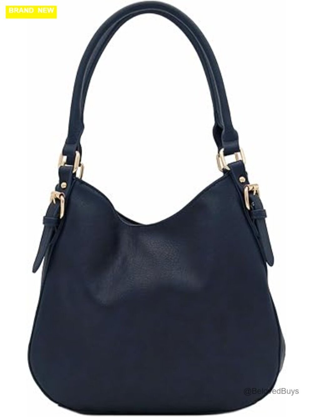 Lightweight Faux Leather Medium Hobo Bag with 3 Compartments and Top Handles